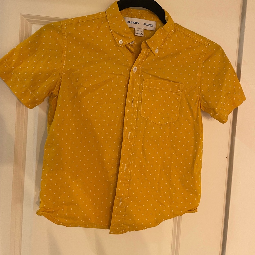 Yellow button up shirt